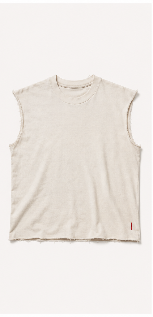 Raw Edge Cut-Off, garment-only front view